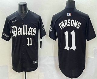 Men's Dallas Cowboys #11 Micah Parsons Black Gothic Lone Star Edition Limited Stitched Baseball Jersey