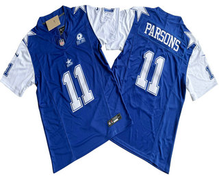 Men's Dallas Cowboys #11 Micah Parsons Royal FUSE Vapor Thanksgiving 1960 Patch Limited Stitched Jersey