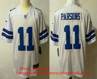 Men's Dallas Cowboys #11 Micah Parsons White 2021 NEW Vapor Untouchable Stitched NFL Nike Limited Jersey