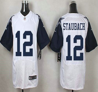 Men's Dallas Cowboys #12 Roger Staubach Nike White Color Rush 2015 NFL Elite Jersey