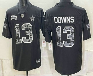 Men's Dallas Cowboys #13 Caleb Downs Limited Black FUSE 2026 Salute To Service Jersey