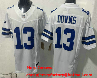 Men's Dallas Cowboys #13 Caleb Downs Limited White FUSE Vapor Jersey