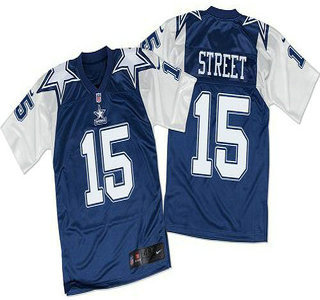 Men's Dallas Cowboys #15 Devin Street Navy Blue White Throwback Nike Elite Jersey