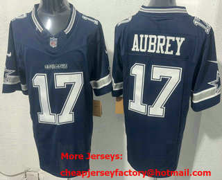 Men's Dallas Cowboys #17 Brandon Aubrey Limited Blue FUSE Vapor Jersey