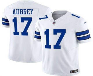 Men's Dallas Cowboys #17 Brandon Aubrey Limited White FUSE Vapor Jersey
