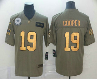 Men's Dallas Cowboys #19 Amari Cooper Olive Gold 2019 Salute To Service Stitched NFL Nike Limited Jersey