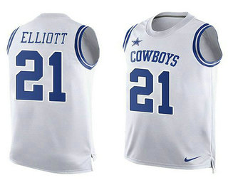 Men's Dallas Cowboys #21 #21 Ezekiel Elliott White NFL Limited Tank Top Jersey