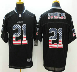 Men's Dallas Cowboys #21 Deion Sanders Nike 2015 USA Flag Fashion Black Elite Jersey