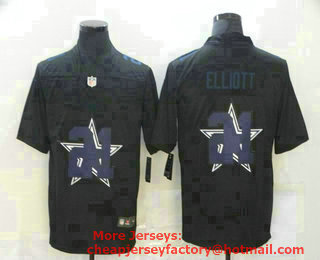 Men's Dallas Cowboys #21 Ezekiel Elliott Black 2020 Shadow Logo Vapor Untouchable Stitched NFL Nike Limited Jersey