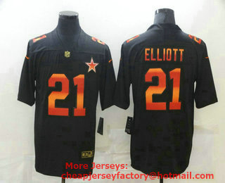 Men's Dallas Cowboys #21 Ezekiel Elliott Black Red Orange Stripe Vapor Limited Nike NFL Jersey