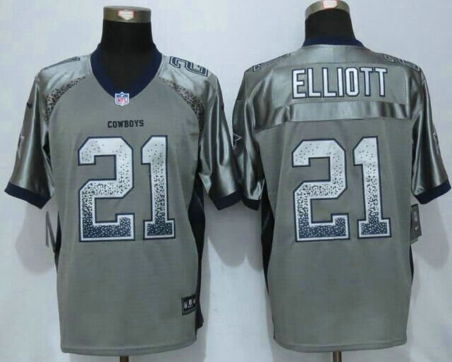 Men's Dallas Cowboys #21 Ezekiel Elliott Grey Drift Fashion NFL Nike Elite Jersey
