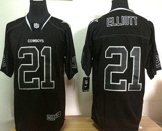 Men's Dallas Cowboys #21 Ezekiel Elliott Lights Out Black Nike Elite Jersey