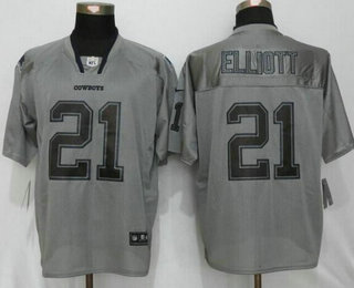 Men's Dallas Cowboys #21 Ezekiel Elliott Lights Out Gray NFL Nike Elite Jersey