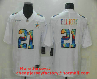 Men's Dallas Cowboys #21 Ezekiel Elliott Multi-Color White 2020 NFL Crucial Catch Vapor Untouchable Nike Limited Jersey