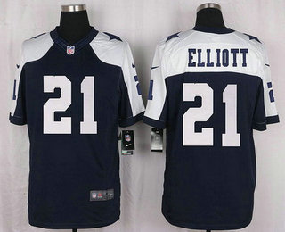 Men's Dallas Cowboys #21 Ezekiel Elliott Navy Blue Thanksgiving Alternate NFL Nike Elite Jersey