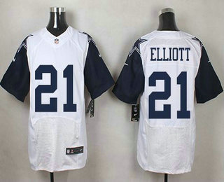 Men's Dallas Cowboys #21 Ezekiel Elliott Nike White Color Rush 2015 NFL Elite Jersey