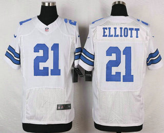 Men's Dallas Cowboys #21 Ezekiel Elliott White Road NFL Nike Elite Jersey
