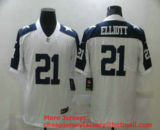 Men's Dallas Cowboys #21 Ezekiel Elliott White Thanksgiving 2017 Vapor Untouchable Stitched NFL Nike Limited Jersey