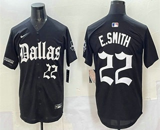 Men's Dallas Cowboys #22 Emmitt Smith Black Gothic Lone Star Edition Limited Stitched Baseball Jersey
