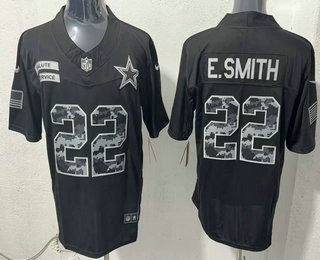 Men's Dallas Cowboys #22 Emmitt Smith Limited Black FUSE 2026 Salute To Service Jersey