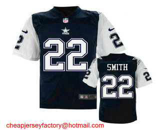 Men's Dallas Cowboys #22 Emmitt Smith Navy Blue Throwback Stitched NFL Nike Elite Jersey
