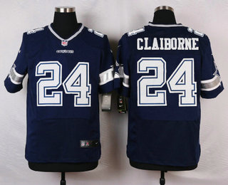 Men's Dallas Cowboys #24 Morris Claiborne Navy Blue Team Color NFL Nike Elite Jersey