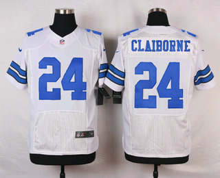Men's Dallas Cowboys #24 Morris Claiborne White Road NFL Nike Elite Jersey