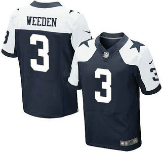 Men's Dallas Cowboys #3 Brandon Weeden Navy Blue Thanksgiving Alternate NFL Nike Elite Jersey