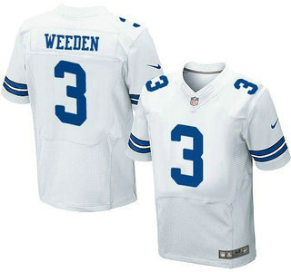 Men's Dallas Cowboys #3 Brandon Weeden White Road NFL Nike Elite Jersey