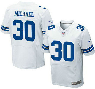 Men's Dallas Cowboys #30 Christine Michael White Road NFL Nike Elite Jersey