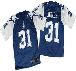 Men's Dallas Cowboys #31 Byron Jones Navy Blue White Throwback Nike Elite Jersey