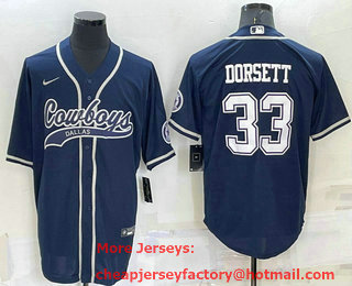 Men's Dallas Cowboys #33 Tony Dorsett Navy Blue Stitched Cool Base Nike Baseball Jersey