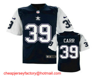 Men's Dallas Cowboys #39 Brandon Carr Navy Blue Throwback Stitched NFL Nike Elite Jersey