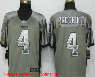 Men's Dallas Cowboys #4 Dak Prescott Gray Drift Stitched NFL Nike Fashion Jersey