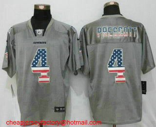 Men's Dallas Cowboys #4 Dak Prescott Gray Flag Fashion NFL Nike Elite Jersey
