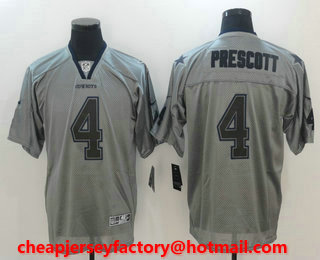 Men's Dallas Cowboys #4 Dak Prescott Lights Out Black Name Gray NFL Nike Elite Jersey