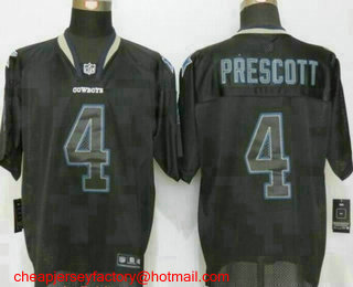 Men's Dallas Cowboys #4 Dak Prescott Lights Out Black Stitched NFL Nike Elite Jersey