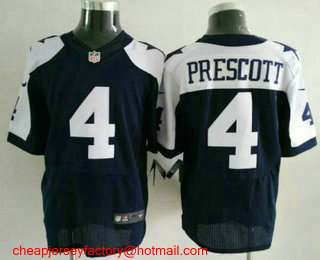 Men's Dallas Cowboys #4 Dak Prescott Navy Blue Thanksgiving Alternate NFL Nike Elite Jersey