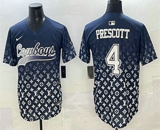 Men's Dallas Cowboys #4 Dak Prescott Navy Limited Stitched Baseball Jersey