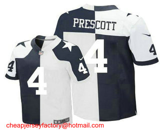 Men's Dallas Cowboys #4 Dak Prescott Navy With White Two Tone Stitched NFL Nike Elite Jersey