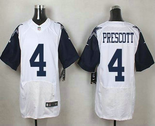 Men's Dallas Cowboys #4 Dak Prescott Nike White Color Rush 2015 NFL Elite Jersey