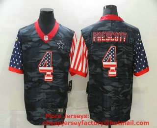 Men's Dallas Cowboys #4 Dak Prescott USA Camo 2020 Salute To Service Stitched NFL Nike Limited Jersey
