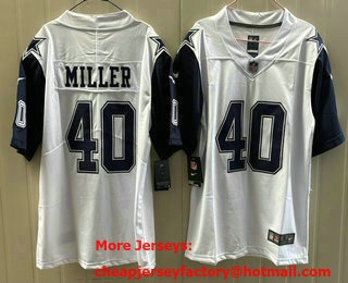 Men's Dallas Cowboys #40 Von Miller White Throwback Vapor Jersey