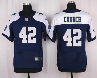 Men's Dallas Cowboys #42 Barry Church Navy Blue Thanksgiving Alternate NFL Nike Elite Jersey