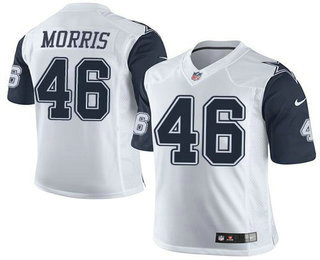 Men's Dallas Cowboys #46 Alfred Morris White Elite Rush Jersey