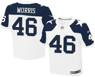 Men's Dallas Cowboys #46 Alfred Morris White Thanksgiving Throwback Elite Jersey