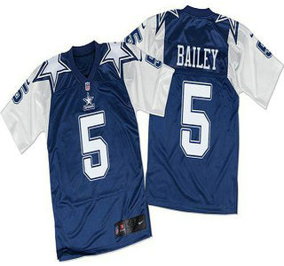 Men's Dallas Cowboys #5 Dan Bailey Navy Blue White Throwback Nike Elite Jersey