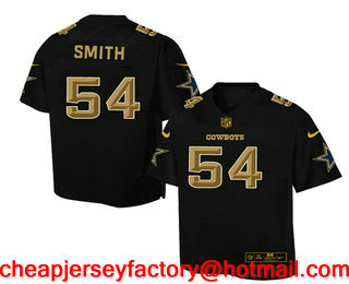 Men's Dallas Cowboys #54 Jaylon Smith Black Gold Printed NFL Fashion Collection Pro Line Jersey