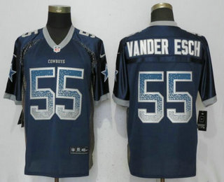 Men's Dallas Cowboys #55 Leighton Vander Esch Navy Blue Drift Stitched NFL Nike Fashion Elite Jersey