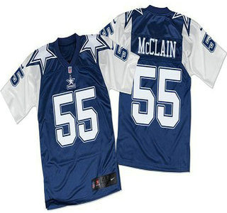 Men's Dallas Cowboys #55 Rolando McClain Navy Blue White Throwback Nike Elite Jersey